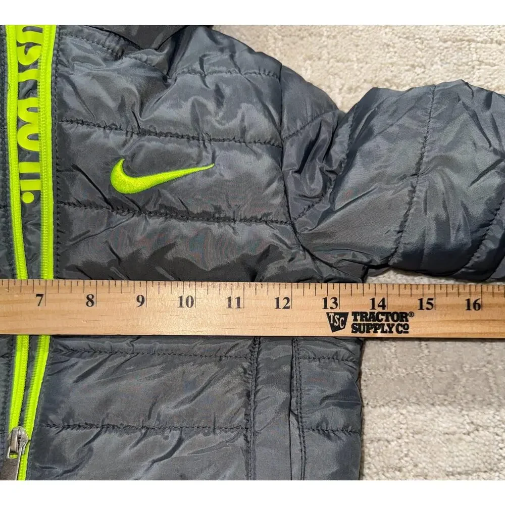Nike Jacket Kids Size 2T Gray Winter Puffer Hooded Fleece Lined Just‎ Do It